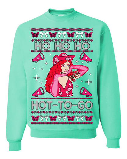 Ho Ho Ho Hot to Go, Viral Midwest Princess Song Dance Pop Star Concert Tour Merch, Ugly Christmas Sweater Ugly Christmas Unisex Crewneck Sweatshirt