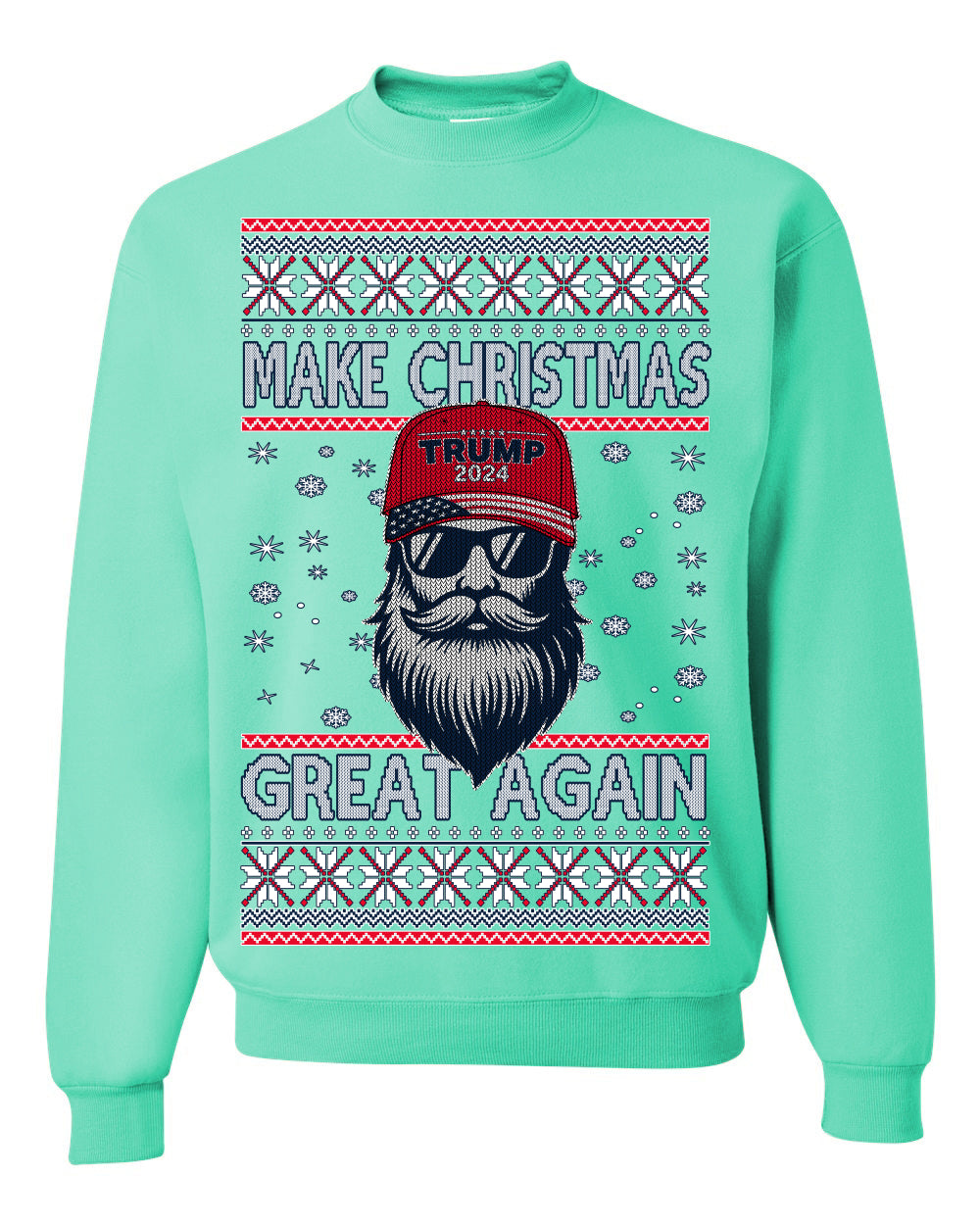 Make Christmas Great Again Trump Santa Claus 2024 MAGA,  Donald Trump JD Vance GOP Republican, Ugly Christmas Sweater Crewneck Sweatshirt Ugly Christmas Unisex Crewneck Sweatshirt