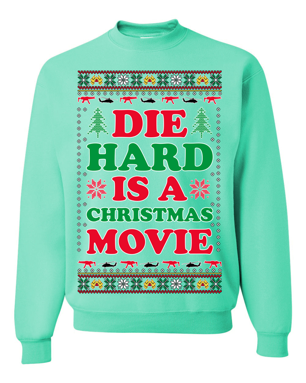 Die Hard is a Christmas Movie Classic, McClane Hans Nakatomi Plaza Xmas Party Holiday Movies, Ugly Christmas Sweater Crewneck Sweatshirt Ugly Christmas Unisex Crewneck Sweatshirt