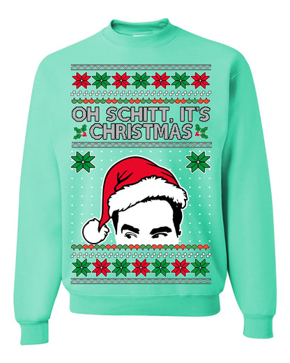 Oh Schitt It's Christmas Funny David TV Show Sitcom Ugly Christmas Sweater Ugly Christmas Unisex Crewneck Sweatshirt