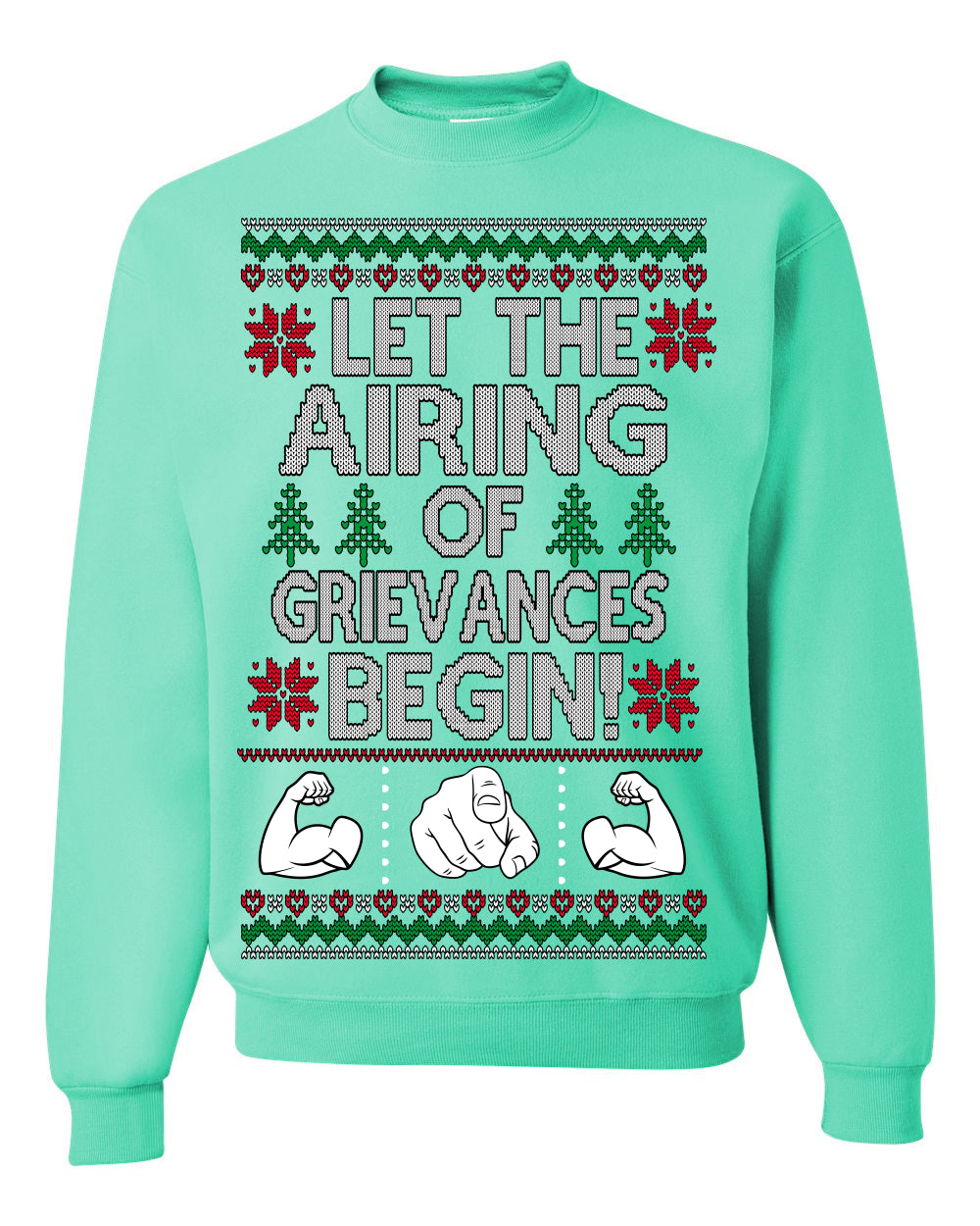 Let the Airing of Grievances Begin Funny TV Sitcom Festivus for the Rest of Us, Feats of Strength Iconic TV Quote Ugly Christmas Unisex Crewneck Sweatshirt