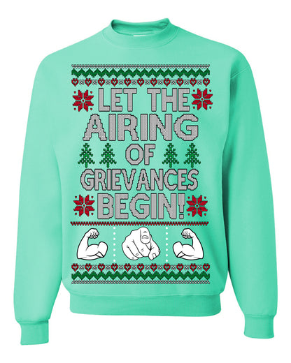 Let the Airing of Grievances Begin Funny TV Sitcom Festivus for the Rest of Us, Feats of Strength Iconic TV Quote Ugly Christmas Unisex Crewneck Sweatshirt