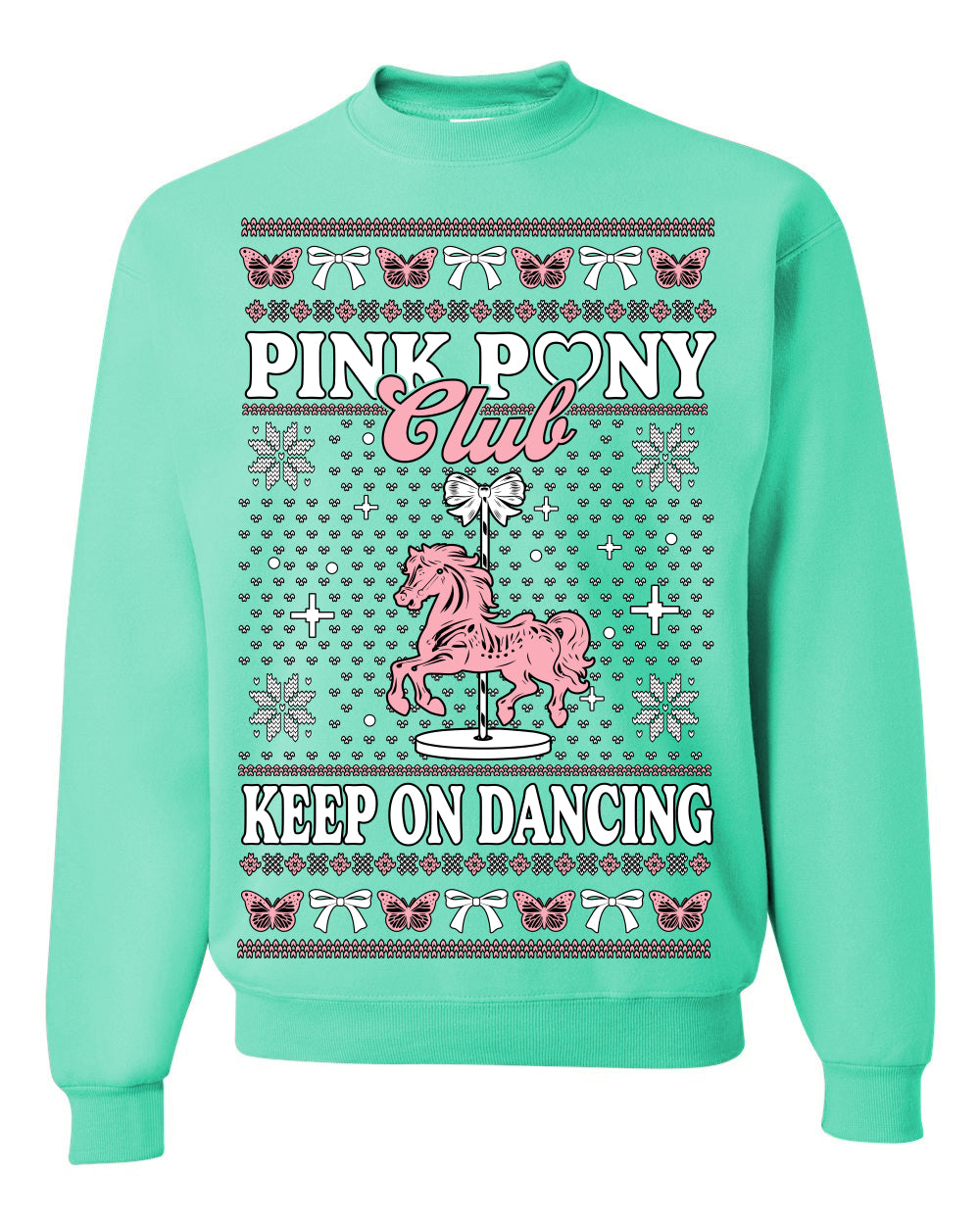 Pink Pony Club Pop Star Keep on Dancing, Iconic Music Concert Fan Merch Ugly Christmas Sweater Ugly Christmas Unisex Crewneck Sweatshirt