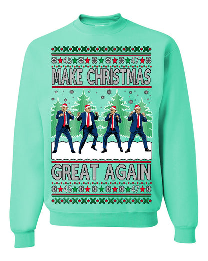 Make Christmas Great Again Shimmy Dance USA President Ugly Christmas Sweater Ugly Christmas Unisex Crewneck Sweatshirt