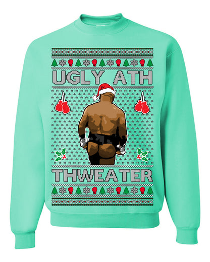 Ugly Ath Sweater Merry Chrithmith, Mike Tyson Butt Viral Ugly Ass Boxing Fight Meme Men Women Funny Ugly Christmas Sweater Ugly Christmas Unisex Crewneck Sweatshirt