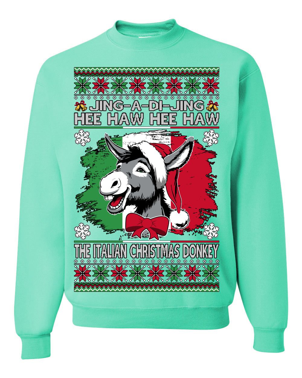 Jing a Di Jing Dominick the Italian Christmas Donkey, Classic New York Brooklyn Xmas Song Lyrics, Ugly Christmas Sweater Ugly Christmas Unisex Crewneck Sweatshirt
