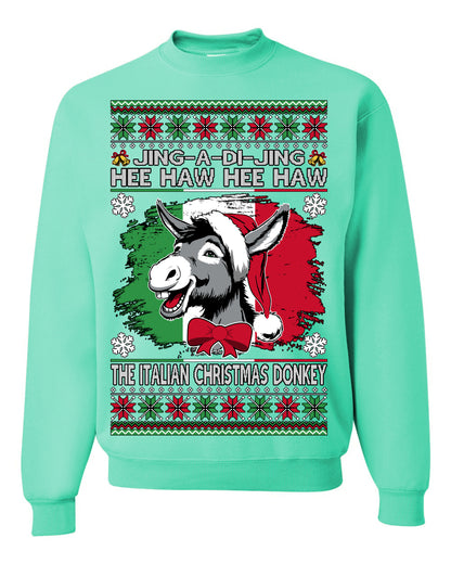 Jing a Di Jing Dominick the Italian Christmas Donkey, Classic New York Brooklyn Xmas Song Lyrics, Ugly Christmas Sweater Ugly Christmas Unisex Crewneck Sweatshirt