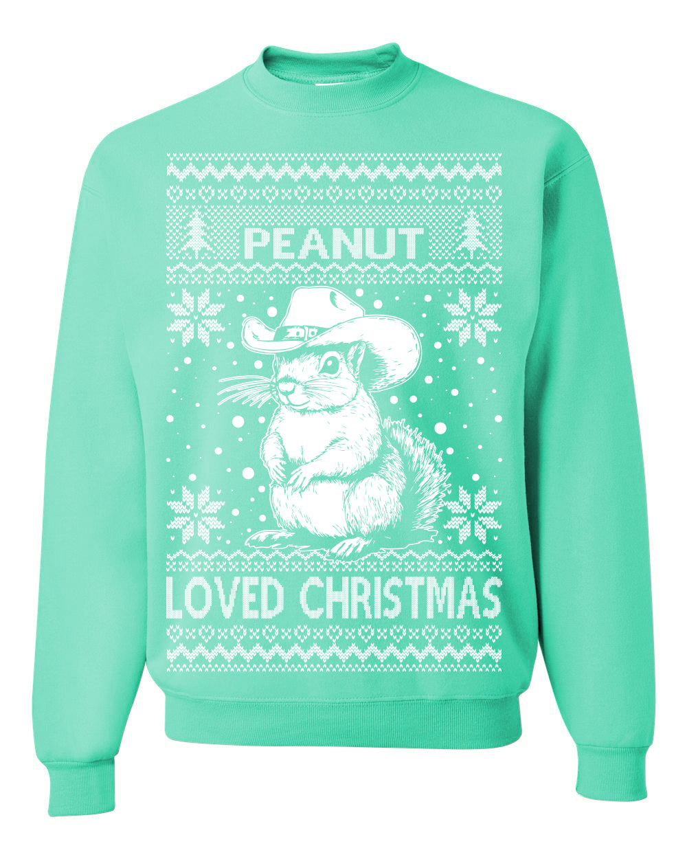 Peanut Loved Christmas, Funny Viral NYC New York Squirrel Meme Trending Save Our Pets Memes, Ugly Christmas Sweater Ugly Christmas Unisex Crewneck Sweatshirt