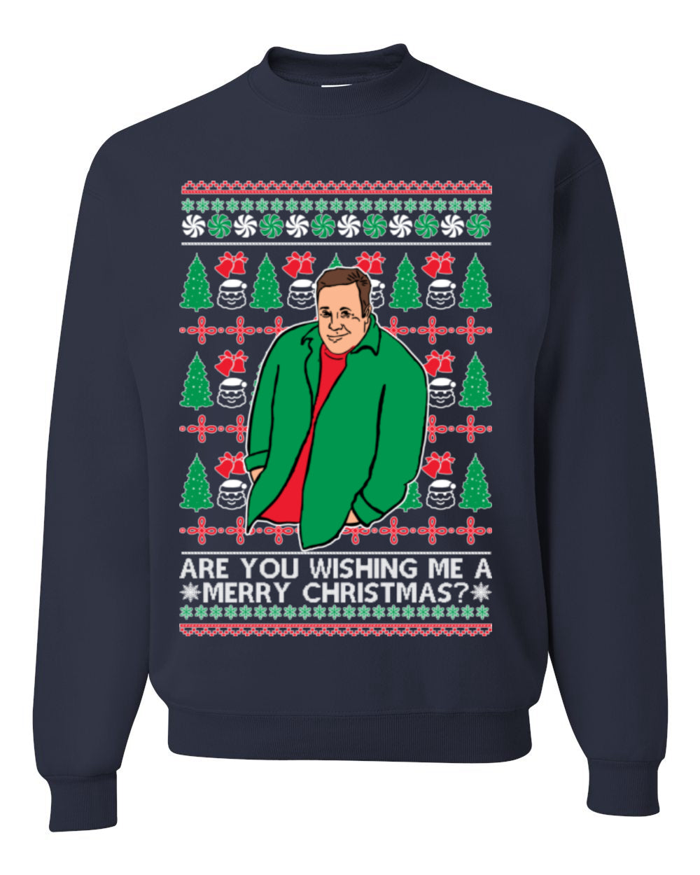 Are You Wishing Me a Merry Christmas? Funny Kevin Viral Shrug Shrugging Actor Meme Ugly Christmas Unisex Crewneck Sweatshirt