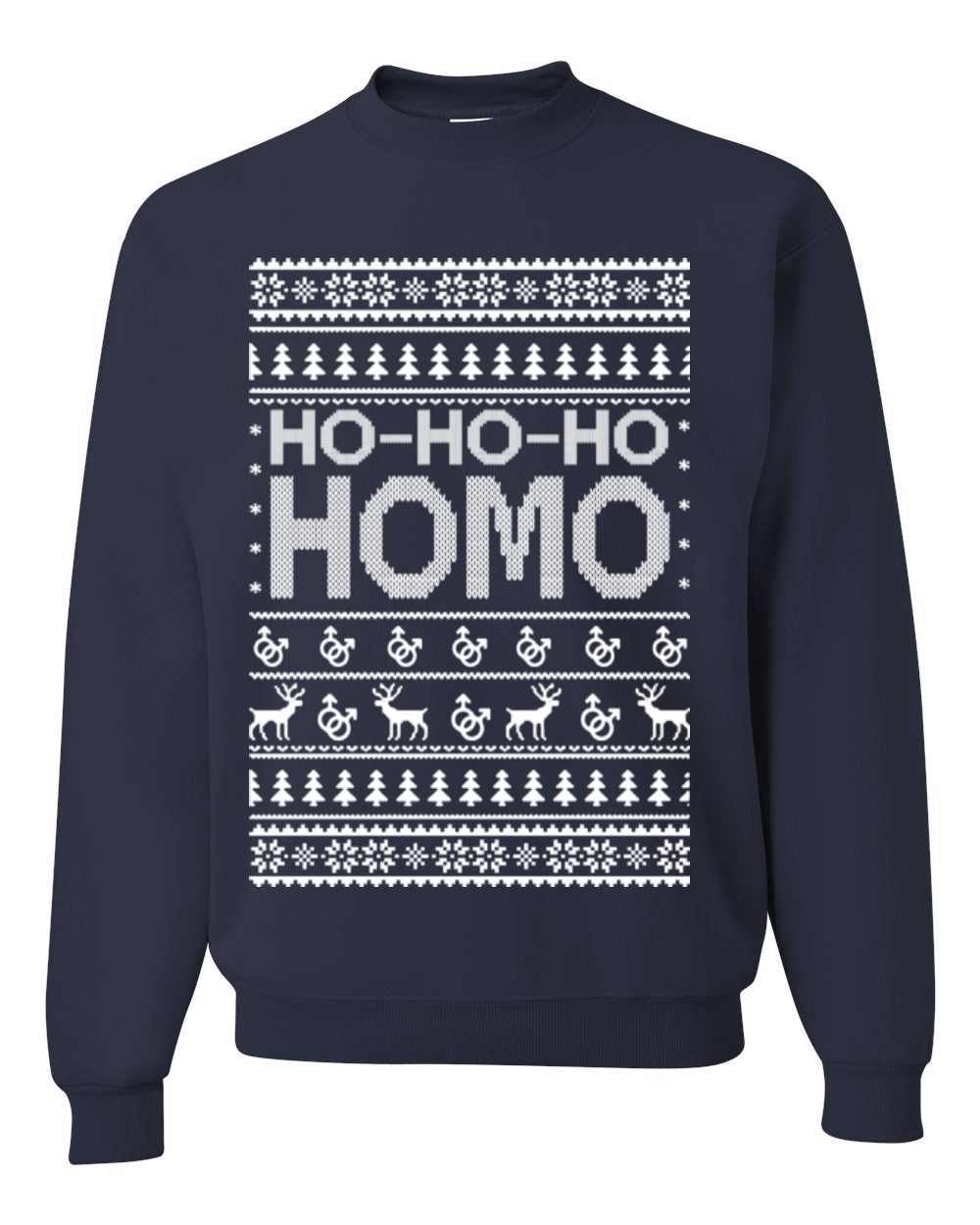 Ho Ho Ho Homo, Funny LGBT Pride Grey Greysexual Gay Lesbian Homosexual Bi Bisexual,  Ugly Christmas Unisex Crewneck Sweatshirt