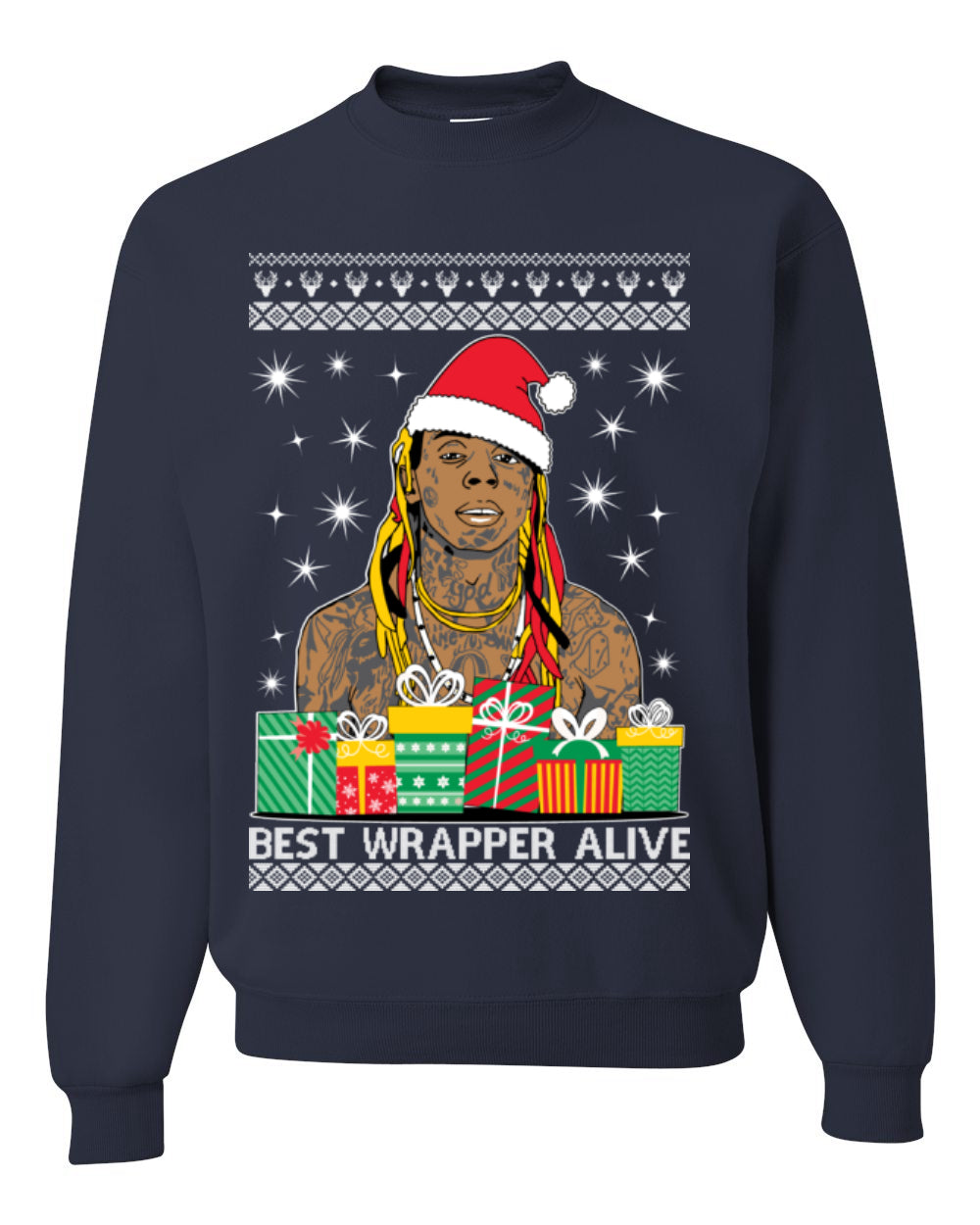 Best Wrapper Alive, Funny Hip Hop Music Tour Merch, Viral New Orleans NOLA Rapper Tune, Ugly Christmas Sweater Ugly Christmas Unisex Crewneck Sweatshirt