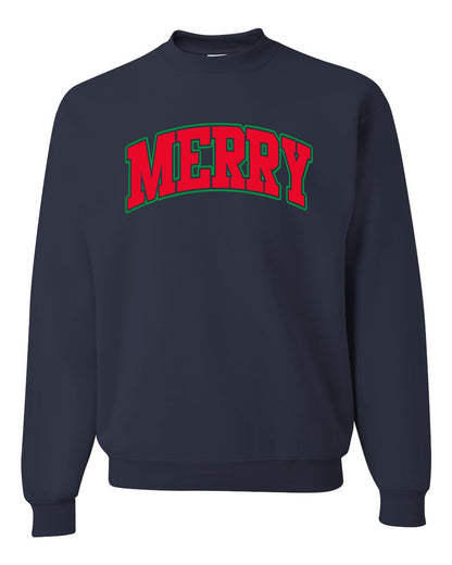 Merry | Cute Winter Holiday College Style Ugly Christmas Unisex Crewneck Sweatshirt