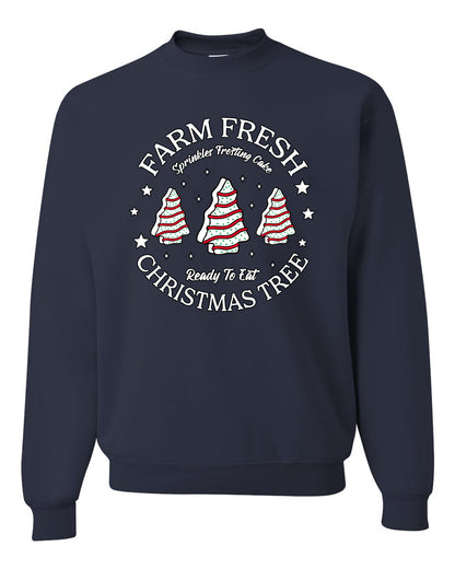 Farm Fresh Christmas Tree, Sprinkle Frosted Cake, Ready to Eat | Classic Winter Holiday Dessert  Ugly Christmas Unisex Crewneck Sweatshirt