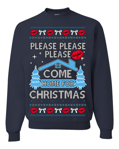 Please Please Please Come Home for Xmas, Sabrina Fan Viral Pop Song Concert Tour Merch, Ugly Christmas Sweater Ugly Christmas Unisex Crewneck Sweatshirt