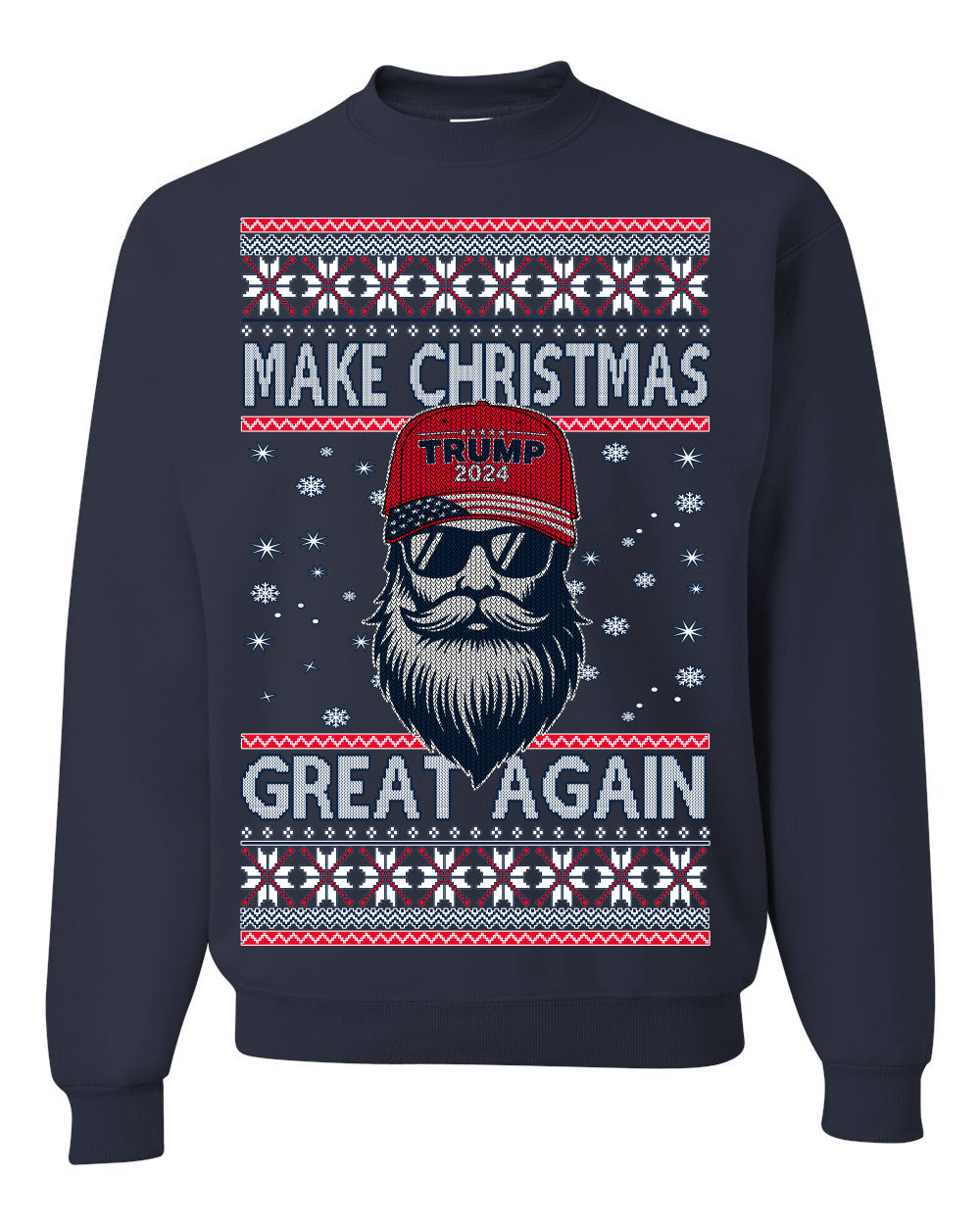 Make Christmas Great Again Trump Santa Claus 2024 MAGA,  Donald Trump JD Vance GOP Republican, Ugly Christmas Sweater Crewneck Sweatshirt Ugly Christmas Unisex Crewneck Sweatshirt