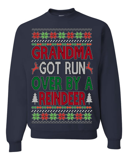 Grandma Got Ran Over by a Reindeer | Classic Xmas Song Holiday Movie Quote, Ugly Christmas Sweater Crewneck Sweatshirt Ugly Christmas Unisex Crewneck Sweatshirt