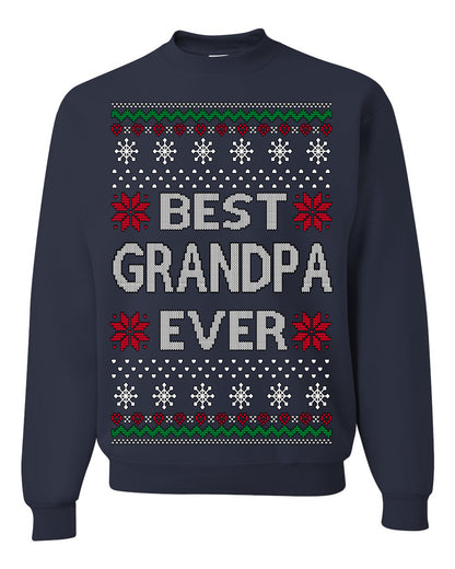 Best Grandpa Ever Classic Xmas Winter Holidays Ugly Christmas Sweater Ugly Christmas Unisex Crewneck Sweatshirt