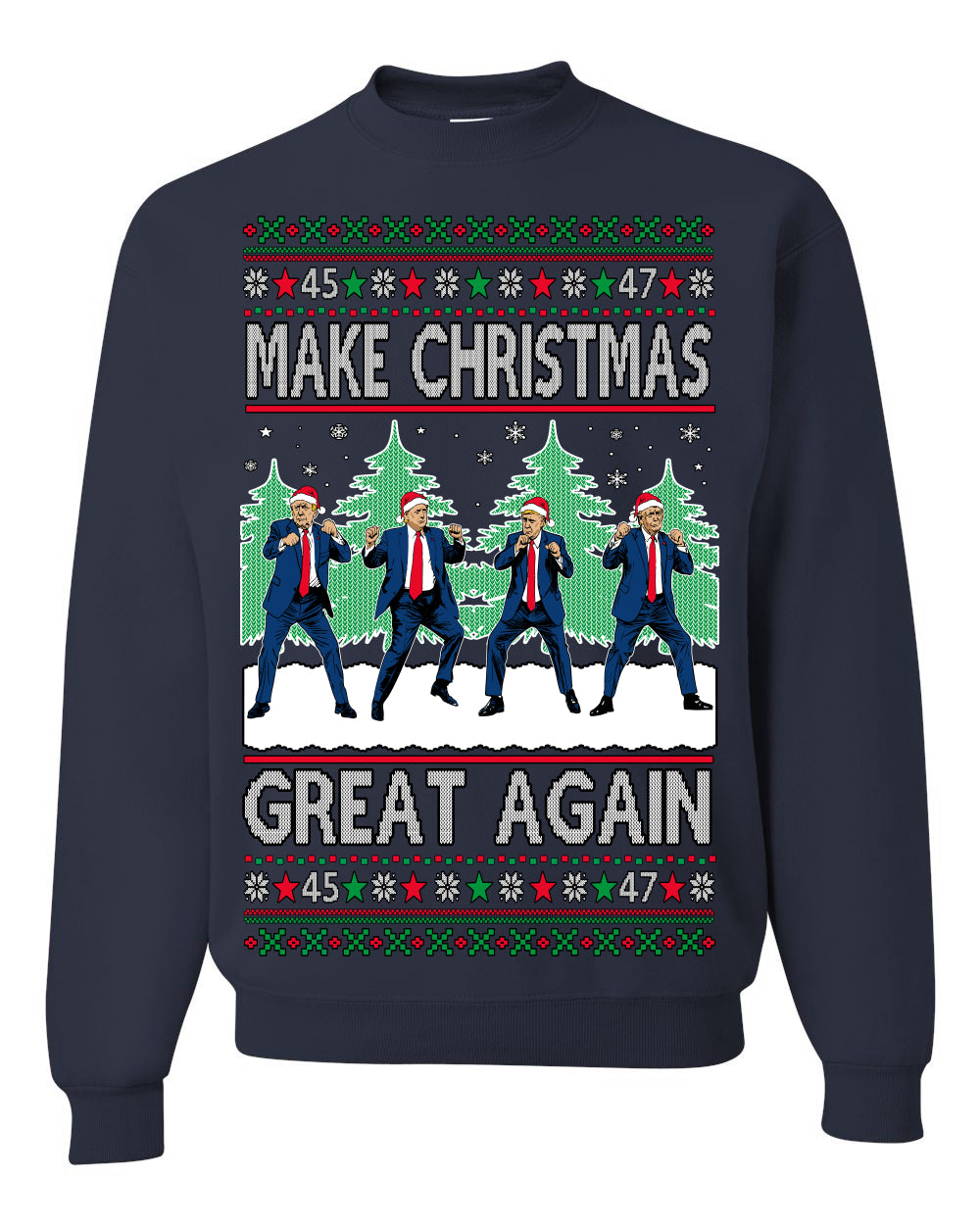 Make Christmas Great Again Shimmy Dance USA President Ugly Christmas Sweater Ugly Christmas Unisex Crewneck Sweatshirt