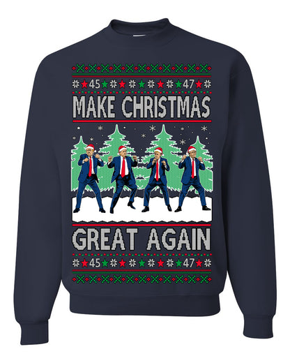 Make Christmas Great Again Shimmy Dance USA President Ugly Christmas Sweater Ugly Christmas Unisex Crewneck Sweatshirt