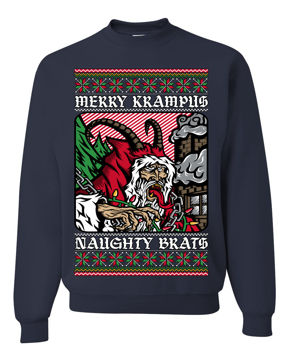 Merry Krampus Naughty Brats | Funny Ugly Christmas Sweater Crewneck Sweatshirt Ugly Christmas Unisex Crewneck Sweatshirt