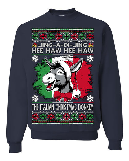 Jing a Di Jing Dominick the Italian Christmas Donkey, Classic New York Brooklyn Xmas Song Lyrics, Ugly Christmas Sweater Ugly Christmas Unisex Crewneck Sweatshirt