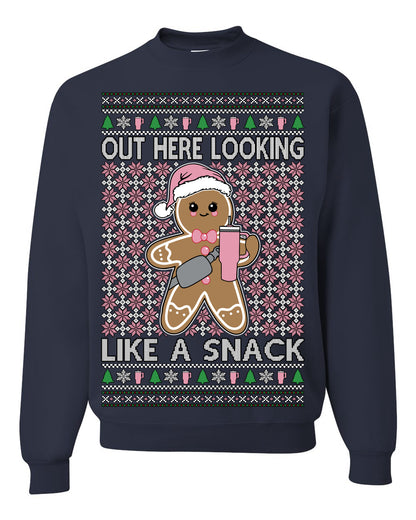 Out Here Looking Like a Snack Cute Xmas Cookie Ugly Christmas Sweater Ugly Christmas Unisex Crewneck Sweatshirt