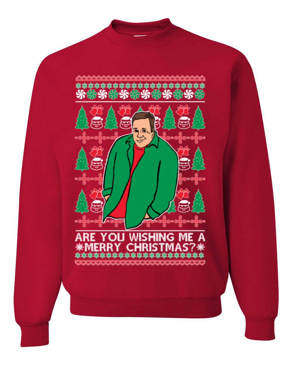Are You Wishing Me a Merry Christmas? Funny Kevin Viral Shrug Shrugging Actor Meme Ugly Christmas Unisex Crewneck Sweatshirt