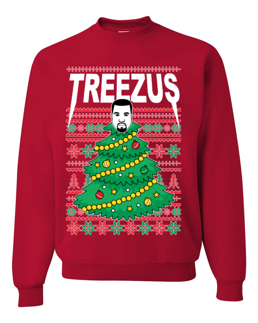 Treezus Funny Xmas Viral Meme Hip Hop Rapper Music Tour Merch, Tree Jesus Pun Joke Ugly Christmas Sweater Ugly Christmas Unisex Crewneck Sweatshirt