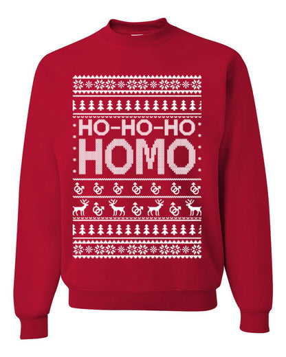 Ho Ho Ho Homo, Funny LGBT Pride Grey Greysexual Gay Lesbian Homosexual Bi Bisexual,  Ugly Christmas Unisex Crewneck Sweatshirt