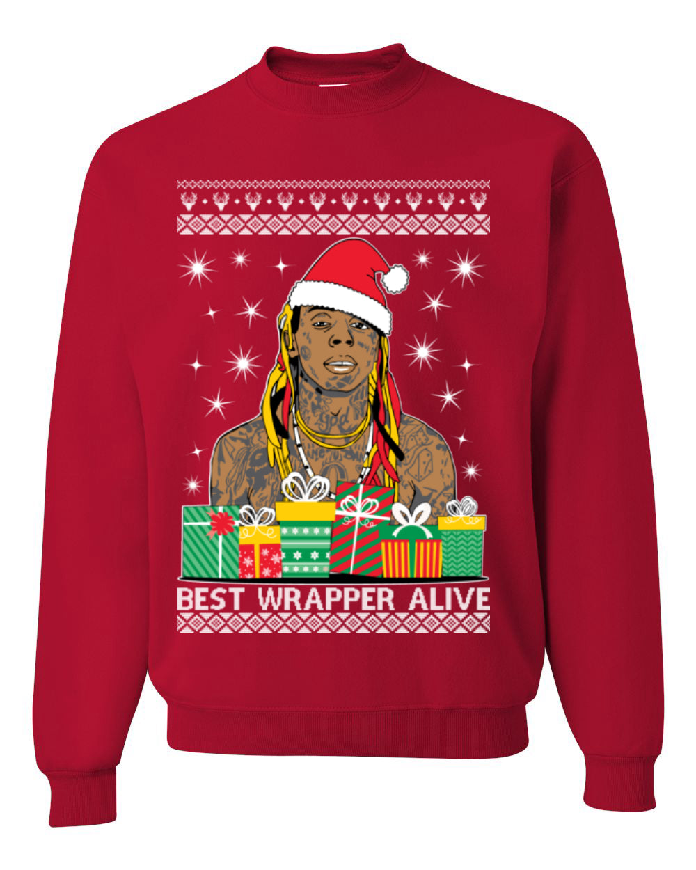 Best Wrapper Alive, Funny Hip Hop Music Tour Merch, Viral New Orleans NOLA Rapper Tune, Ugly Christmas Sweater Ugly Christmas Unisex Crewneck Sweatshirt