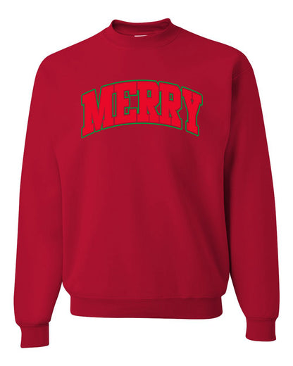 Merry | Cute Winter Holiday College Style Ugly Christmas Unisex Crewneck Sweatshirt