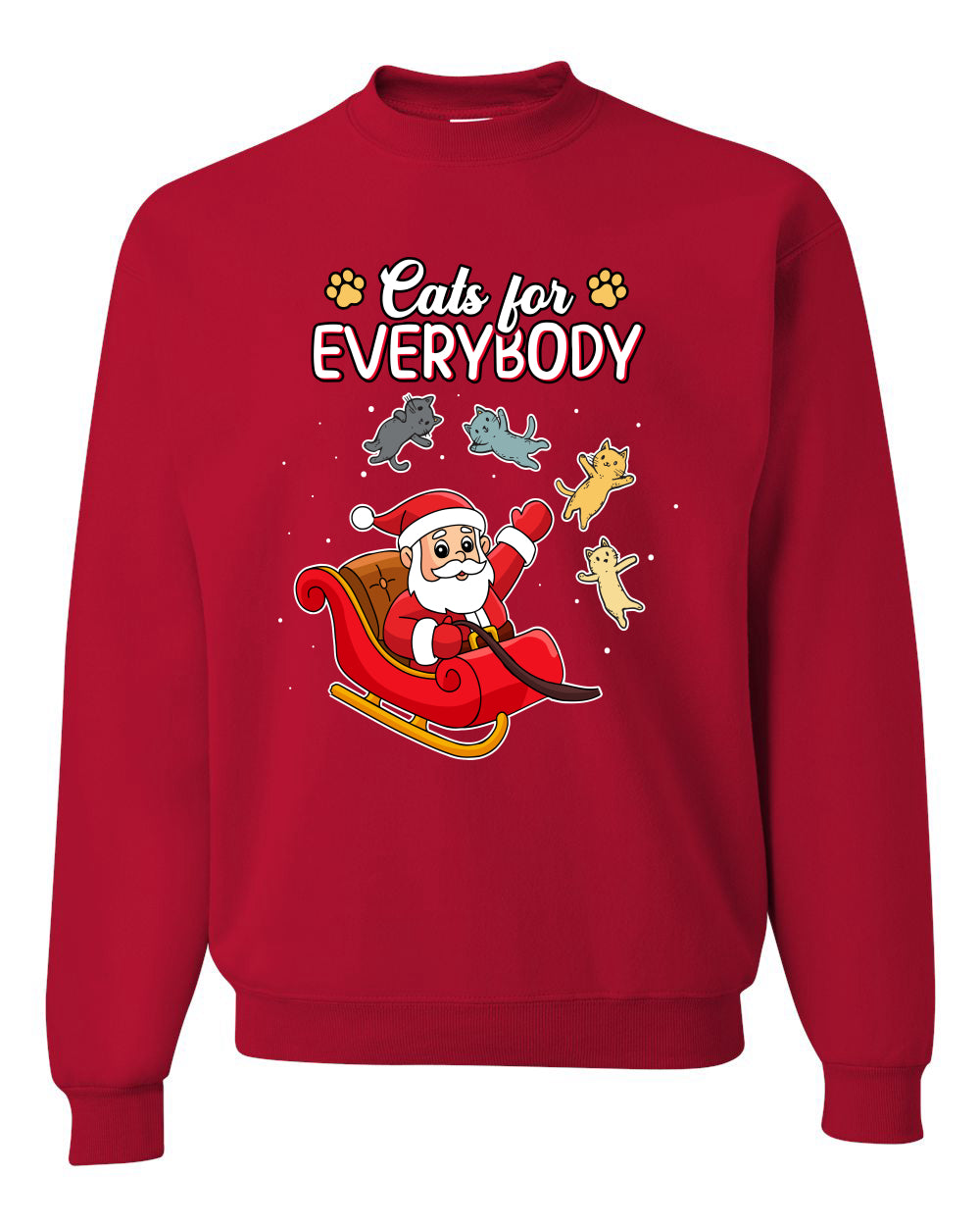 Cats for Everybody, Cute Santa Claus Santa's Sleigh Floating Space Cat  Ugly Christmas Unisex Crewneck Sweatshirt