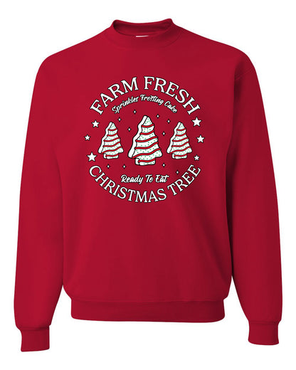 Farm Fresh Christmas Tree, Sprinkle Frosted Cake, Ready to Eat | Classic Winter Holiday Dessert  Ugly Christmas Unisex Crewneck Sweatshirt
