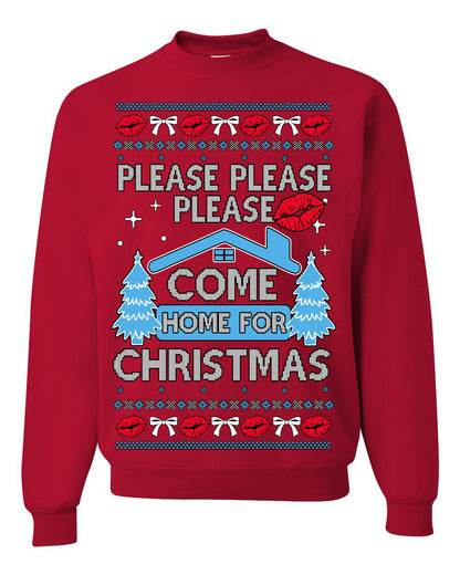 Please Please Please Come Home for Xmas, Sabrina Fan Viral Pop Song Concert Tour Merch, Ugly Christmas Sweater Ugly Christmas Unisex Crewneck Sweatshirt