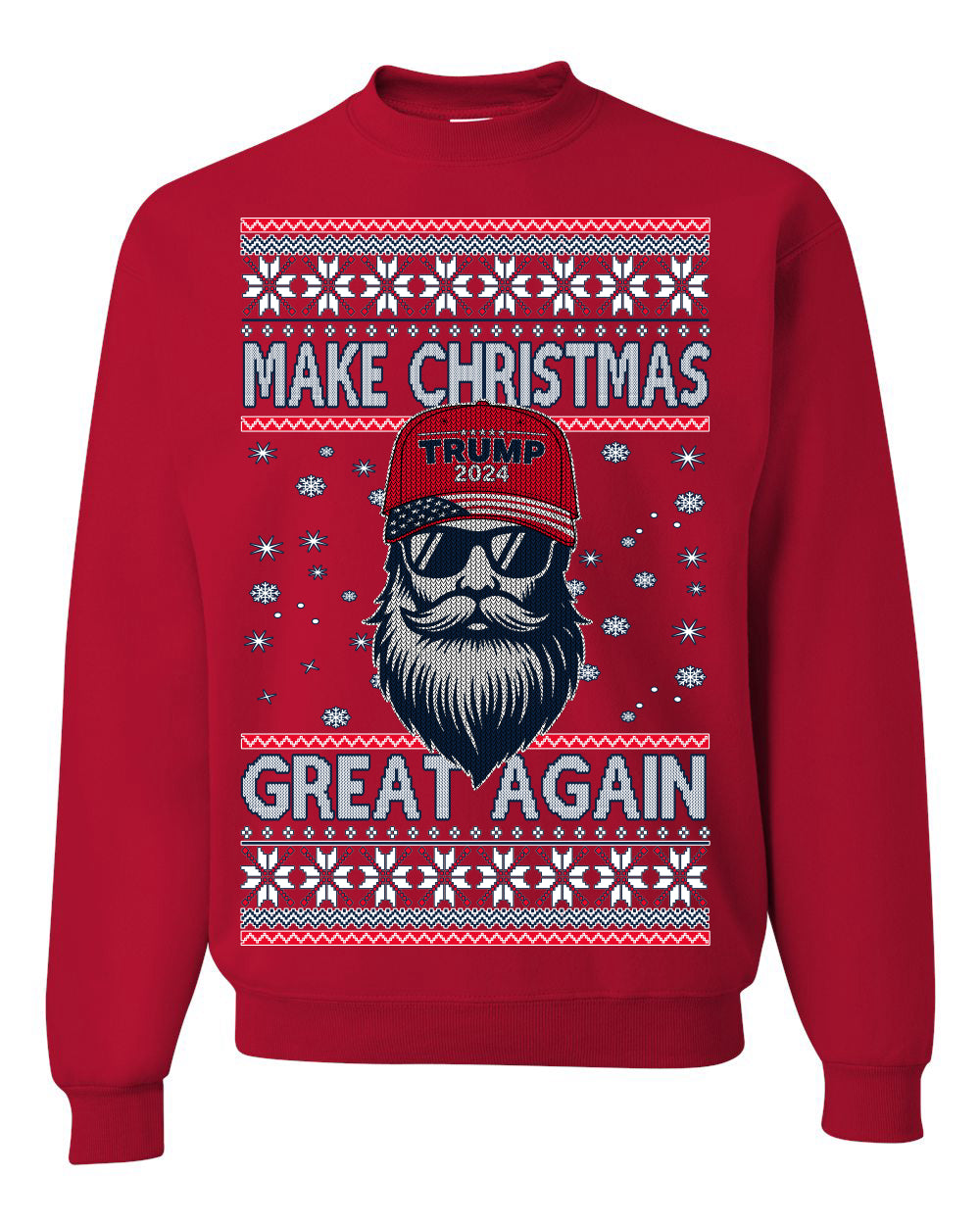 Make Christmas Great Again Trump Santa Claus 2024 MAGA,  Donald Trump JD Vance GOP Republican, Ugly Christmas Sweater Crewneck Sweatshirt Ugly Christmas Unisex Crewneck Sweatshirt