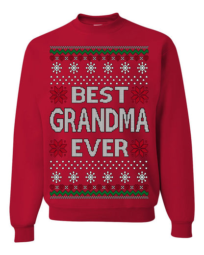 Best Grandma Ever Classic Xmas Winter Holidays Ugly Christmas Sweater Ugly Christmas Unisex Crewneck Sweatshirt