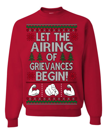 Let the Airing of Grievances Begin Funny TV Sitcom Festivus for the Rest of Us, Feats of Strength Iconic TV Quote Ugly Christmas Unisex Crewneck Sweatshirt
