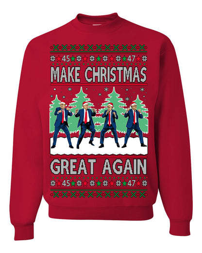 Make Christmas Great Again Shimmy Dance USA President Ugly Christmas Sweater Ugly Christmas Unisex Crewneck Sweatshirt