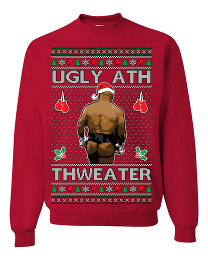 Ugly Ath Sweater Merry Chrithmith, Mike Tyson Butt Viral Ugly Ass Boxing Fight Meme Men Women Funny Ugly Christmas Sweater Ugly Christmas Unisex Crewneck Sweatshirt