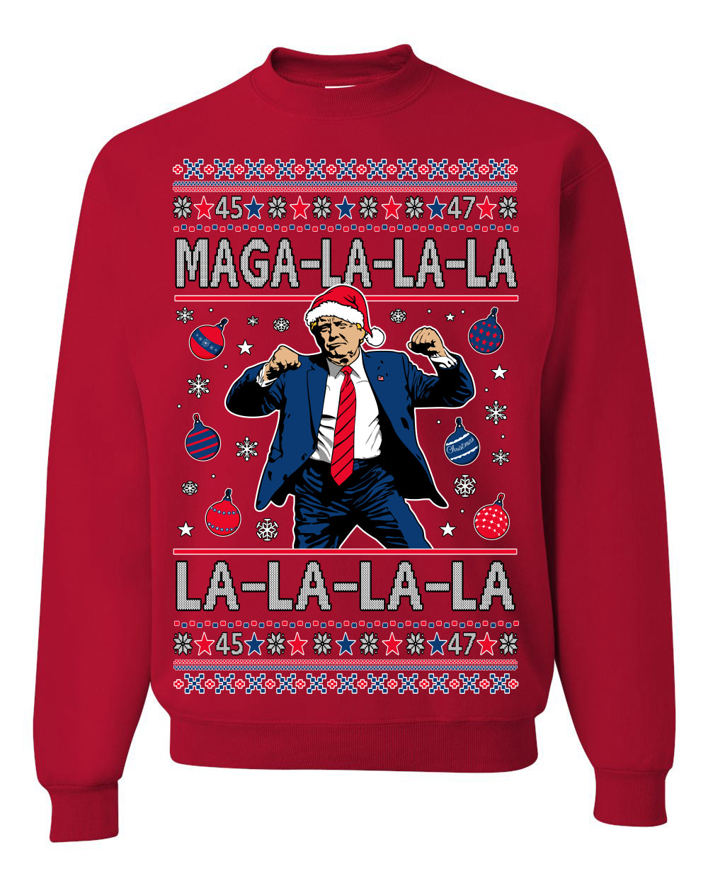 Maga La La La, Funny Xmas Santa Donald Trump Viral Shimmy Dance Classic Christmas Carol Song, Ugly Christmas Sweater Ugly Christmas Men's T-Shirt