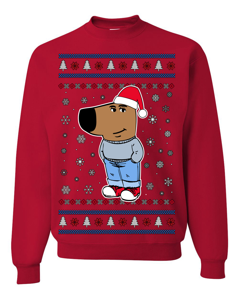 I'm Just a Chill Guy My New Character, Santa Dog Viral Meme Coin CHILLGUY Funny Internet Memes, Ugly Christmas Sweater Ugly Christmas Men's T-Shirt