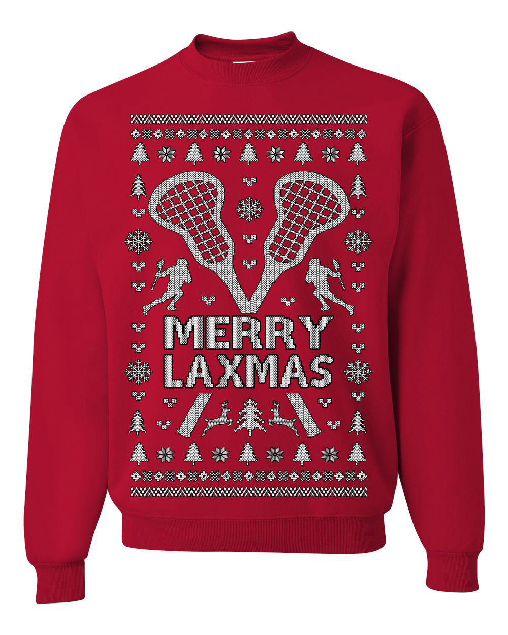 Merry Laxmas Funny Lacrosse Sports LAX, Teen Sport Player Boys Girls Adult Pun Ugly Christmas Sweater Ugly Christmas Men's T-Shirt