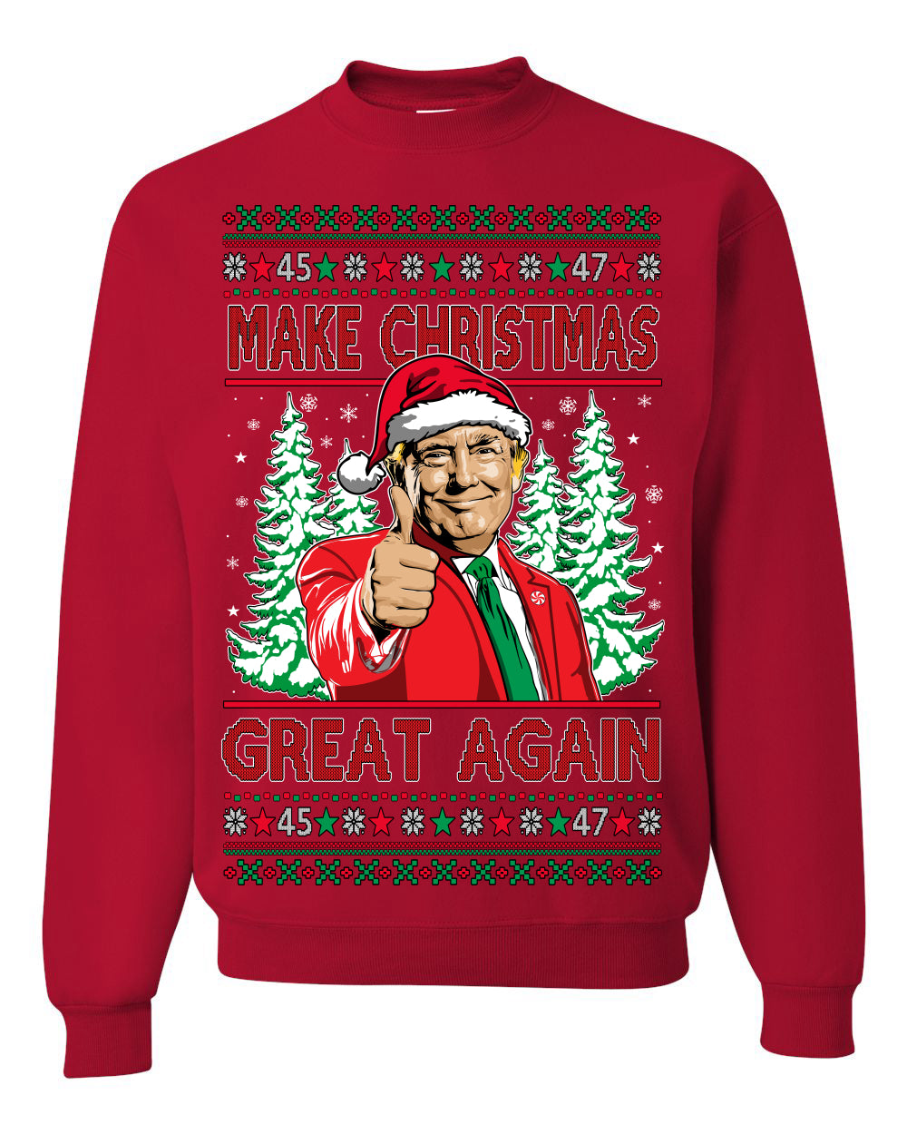 Make Christmas Great Again, Santa Claus Donald Trump, JD Vance 2024 Election Funny Political Conservative Republican Men Women Ugly Christmas Sweater Ugly Christmas Men's T-Shirt