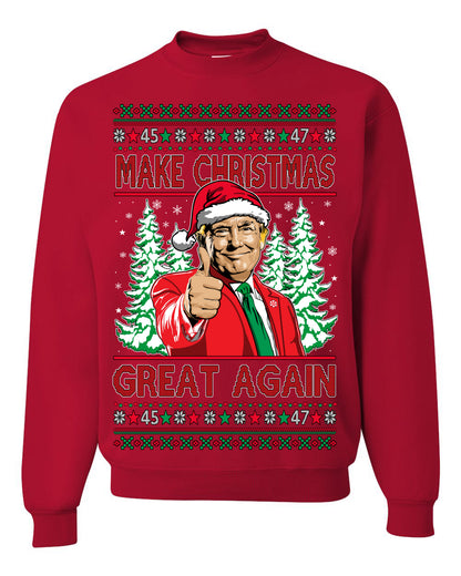 Make Christmas Great Again, Santa Claus Donald Trump, JD Vance 2024 Election Funny Political Conservative Republican Men Women Ugly Christmas Sweater Ugly Christmas Men's T-Shirt