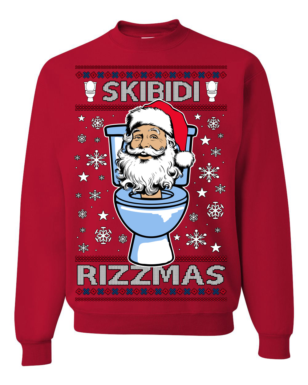 Skibidi Rizzmas Funny Toilet Video Viral Brain Rot Meme, Gen Z Alpha Slang Brainrot Memes Ugly Christmas Sweater Ugly Christmas Men's T-Shirt