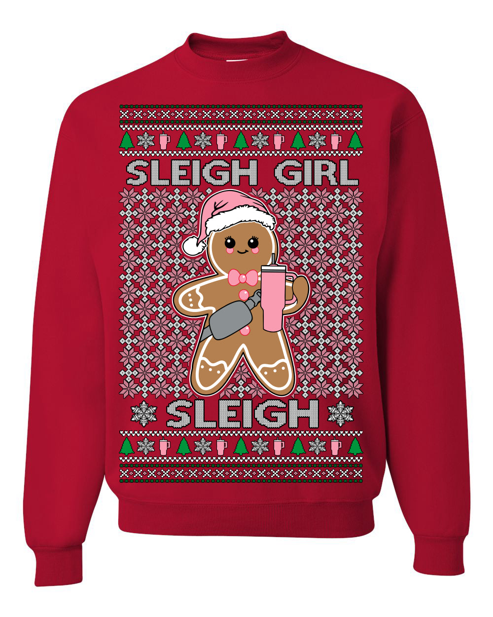 Sleigh Girl Sleigh Funny Trendy Pop Girly Sling Bag Coffee Cup Ugly Christmas Sweater Ugly Christmas Men's T-Shirt