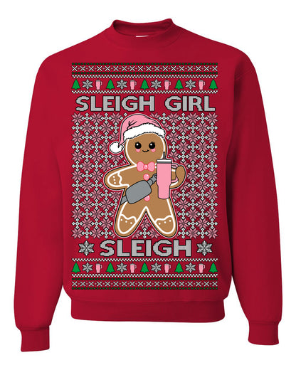 Sleigh Girl Sleigh Funny Trendy Pop Girly Sling Bag Coffee Cup Ugly Christmas Sweater Ugly Christmas Men's T-Shirt