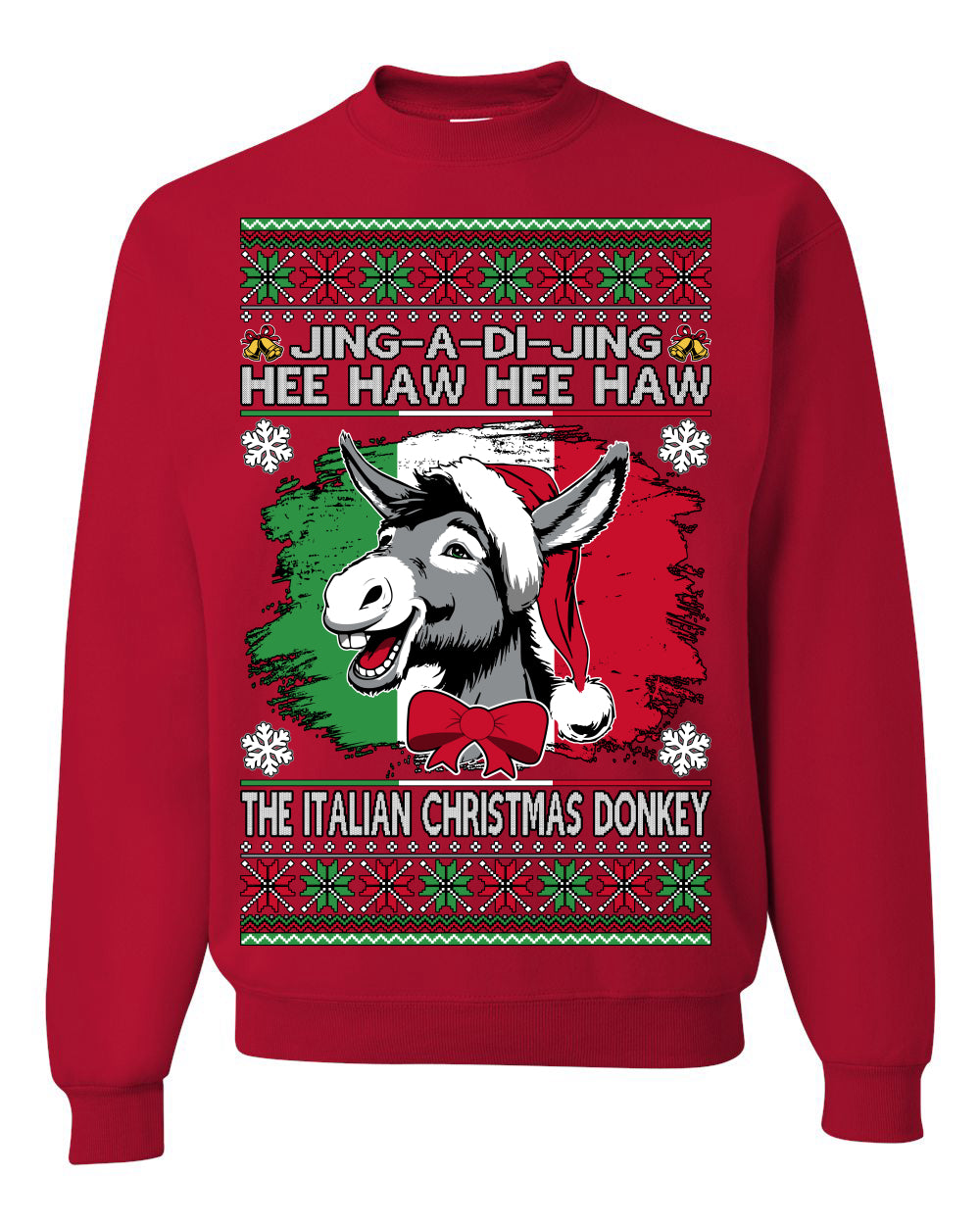 Jing a Di Jing Dominick the Italian Christmas Donkey, Classic New York Brooklyn Xmas Song Lyrics, Ugly Christmas Sweater Ugly Christmas Unisex Crewneck Sweatshirt