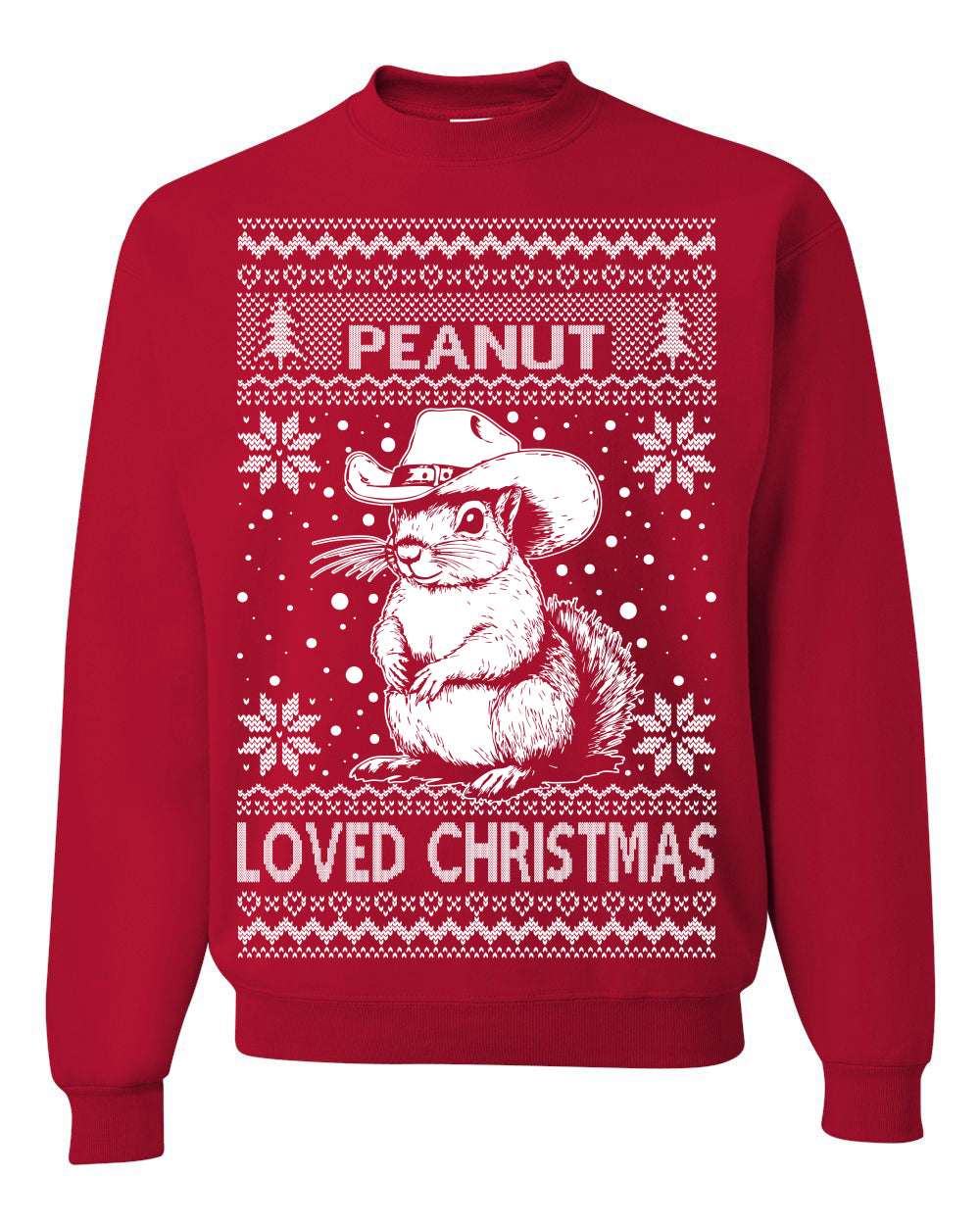 Peanut Loved Christmas, Funny Viral NYC New York Squirrel Meme Trending Save Our Pets Memes, Ugly Christmas Sweater Ugly Christmas Unisex Crewneck Sweatshirt