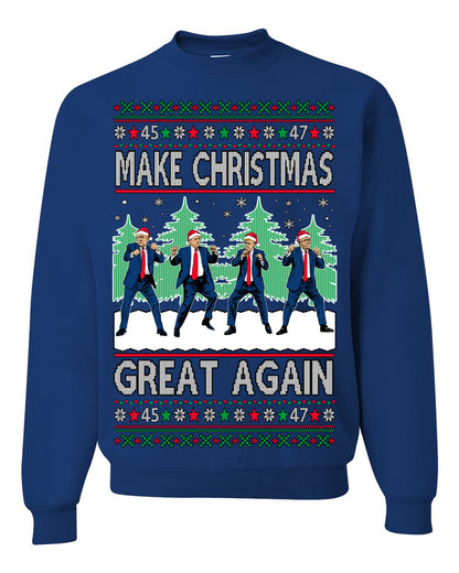 Make Christmas Great Again Shimmy Dance USA President Ugly Christmas Sweater Ugly Christmas Unisex Crewneck Sweatshirt